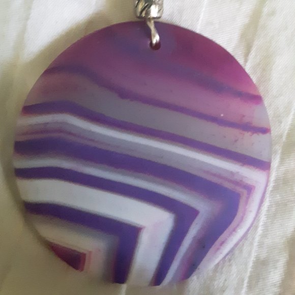 Amethyst Chips? Purple Silvertone Beads Agate Pendent? Necklace-read description - Picture 8 of 10